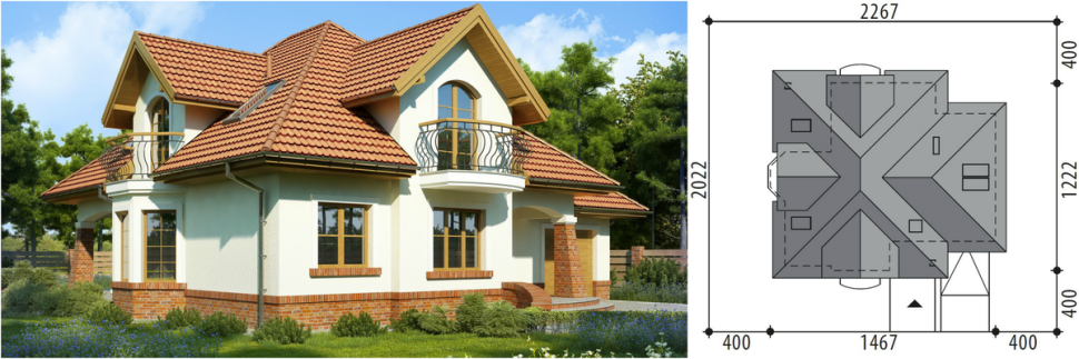 Wizualizacja projektu Artur i rzut dachu
