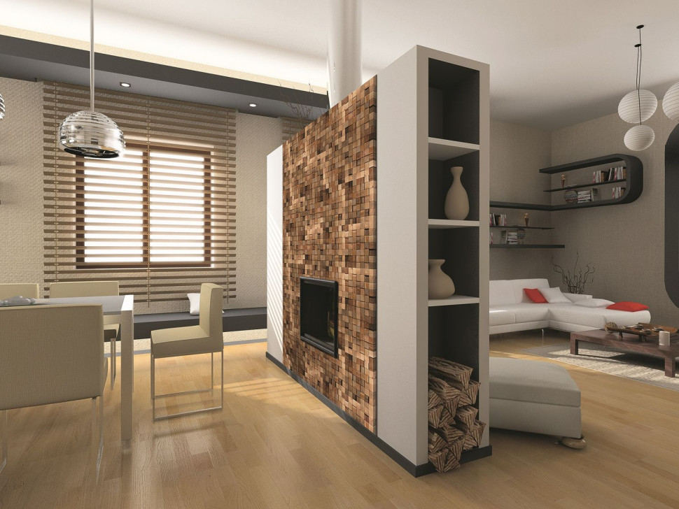 Drewniane panele dekoracyjne w salonie