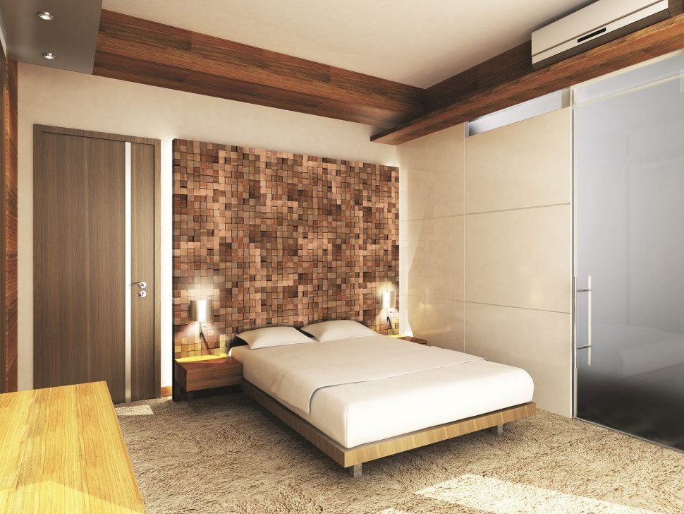 Drewniane panele dekoracyjne w sypialni