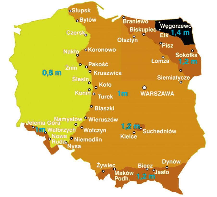 Strefy przemarzania gruntu w Polsce