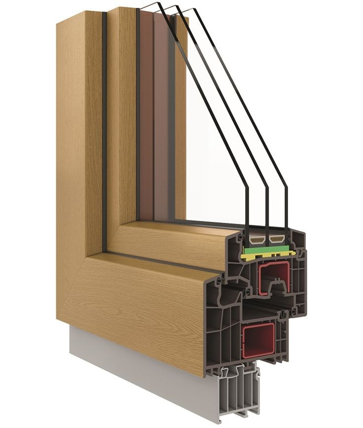 Przekrój okna przez profil z PVC