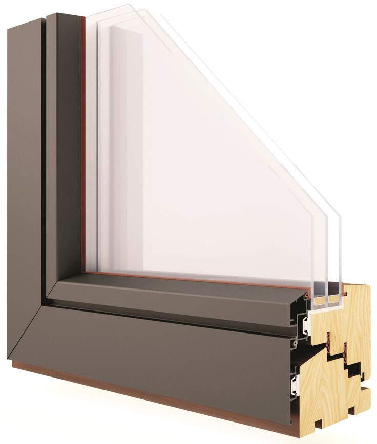 Przekrój okna przez profil drewniany