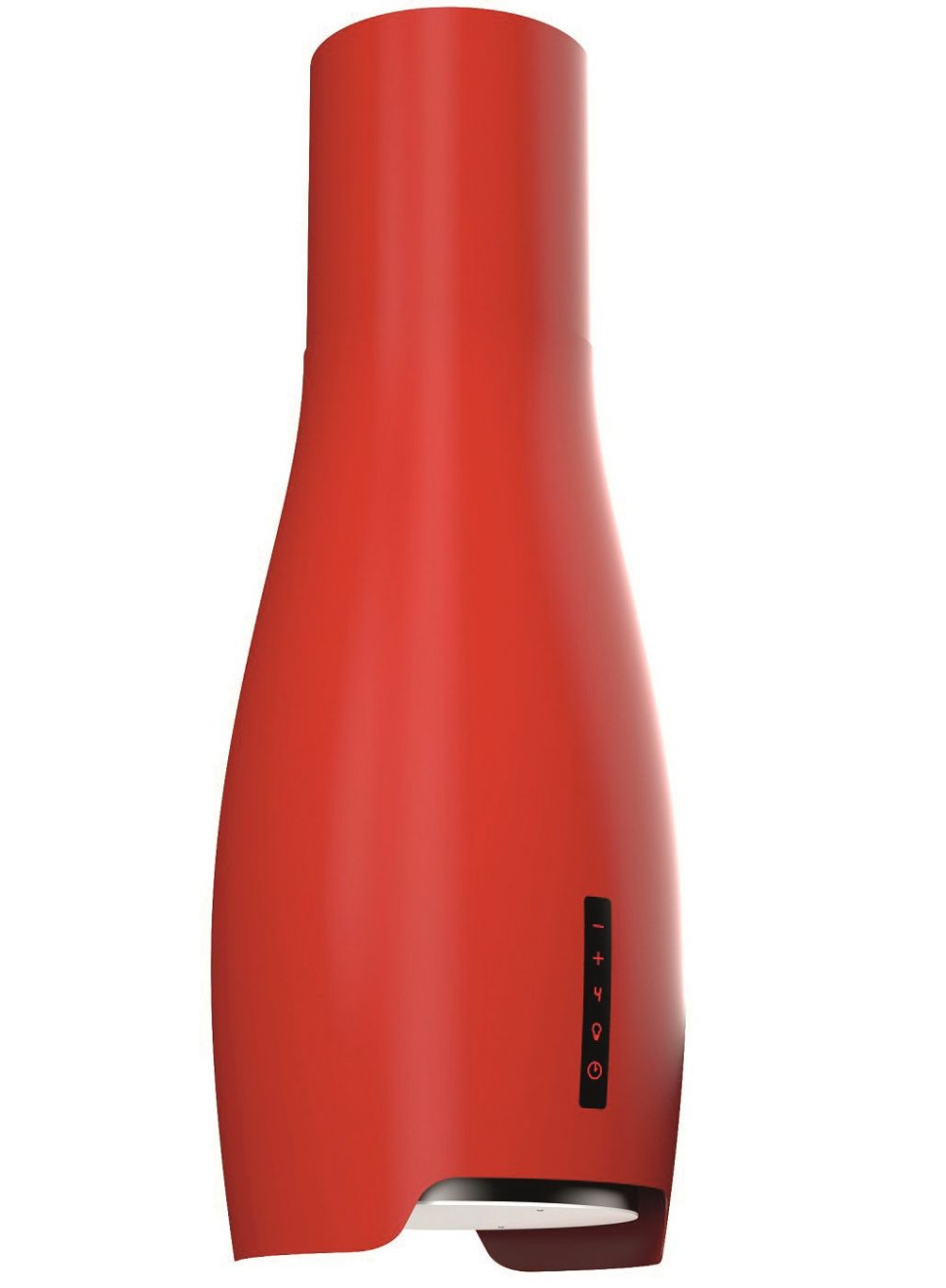 Okap kominowy w kolorze czerwonym z oświetleniem LED, timerem i panelem dotykowym