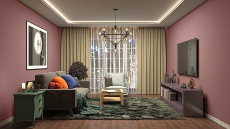 Na ścianach głęboko matowa farba ceramiczna Dekoral &quot;Home&amp;Style&quot; w kolorze COCOA