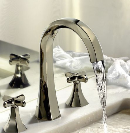 Bateria umywalkowa GOLD HEXA niklowana