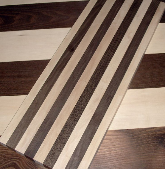 Parkiet z lamelek dębu wędzonego i grabu