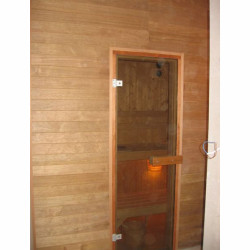 Sauna świerkowa, z zewnatrz merbau