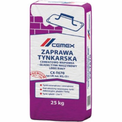Zaprawa tynkarska cementowo-wapienna – gładki tynk maszynowy lekki biały CX-T670