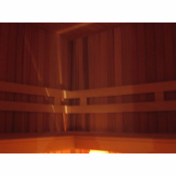 Sauna na ścianach cedr, ławy abachi