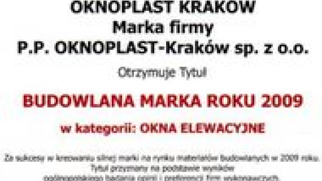 OKNOPLAST-Kraków marką wysokiej jakości