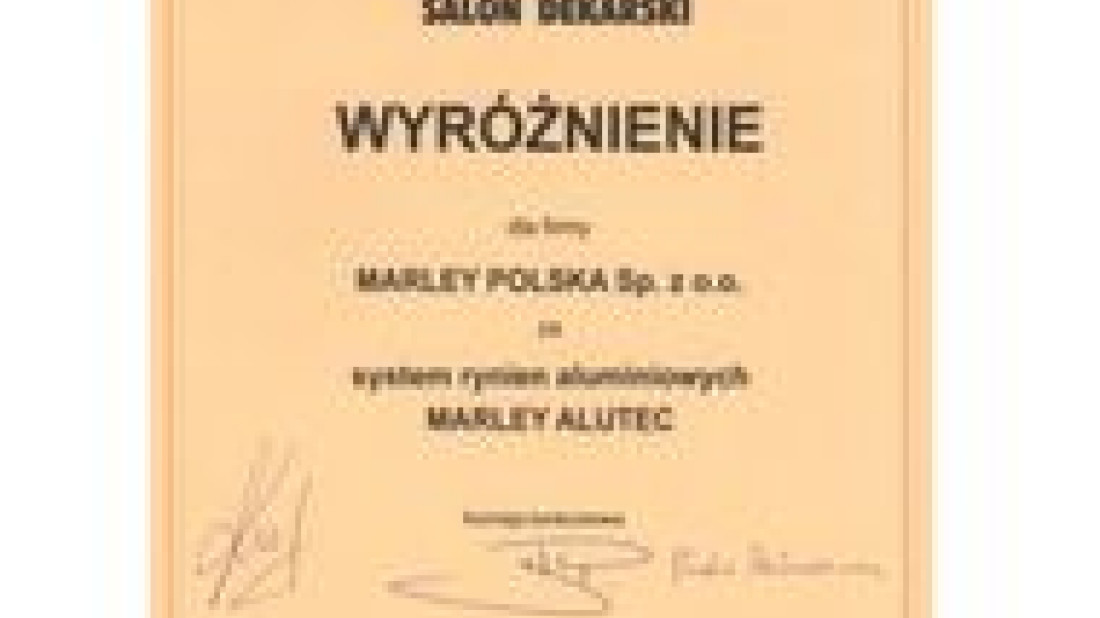 Marley zdobywa wyróżnienie na III Ogólnopolskim Salonie Dekarskim