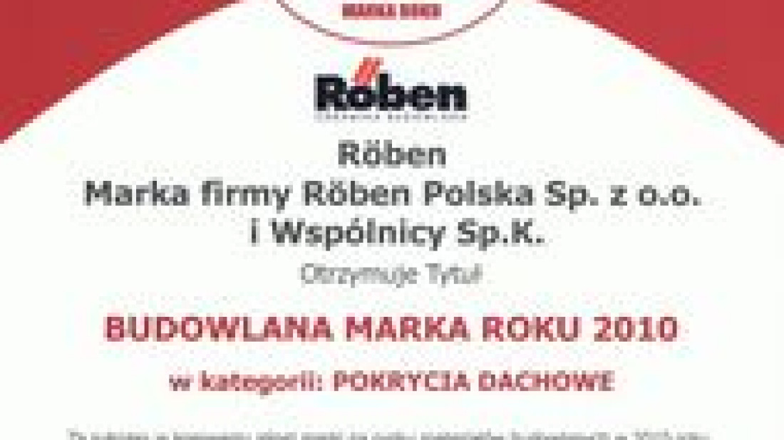 Röben Budowlaną Marką Roku po raz piąty