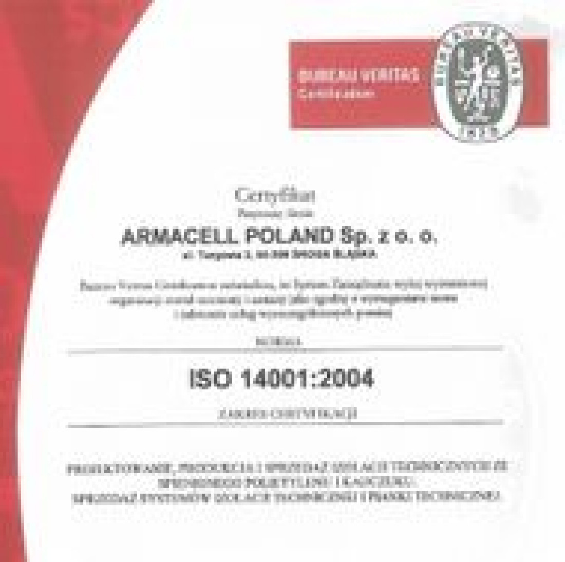 Armacell z ekologicznym certyfikatem ISO 14001