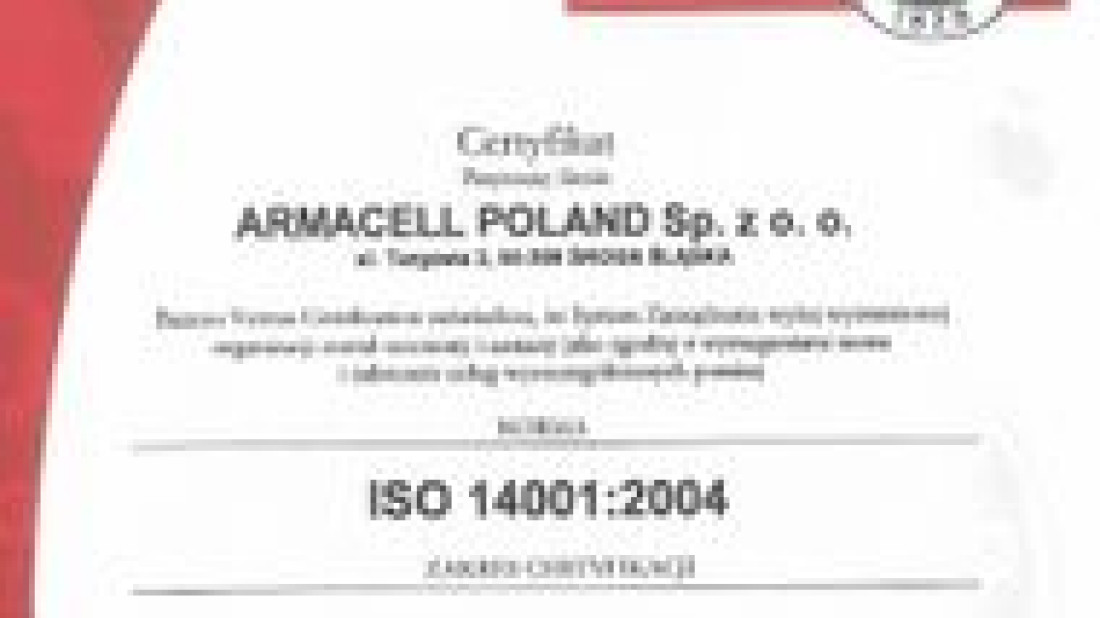 Armacell z ekologicznym certyfikatem ISO 14001