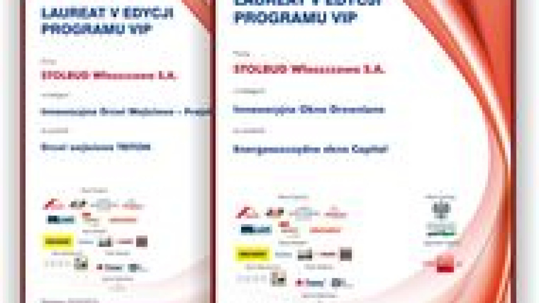 Stolbud Włoszczowa S.A. laureatem programu „VIP – Najlepsze Okna i Drzwi”