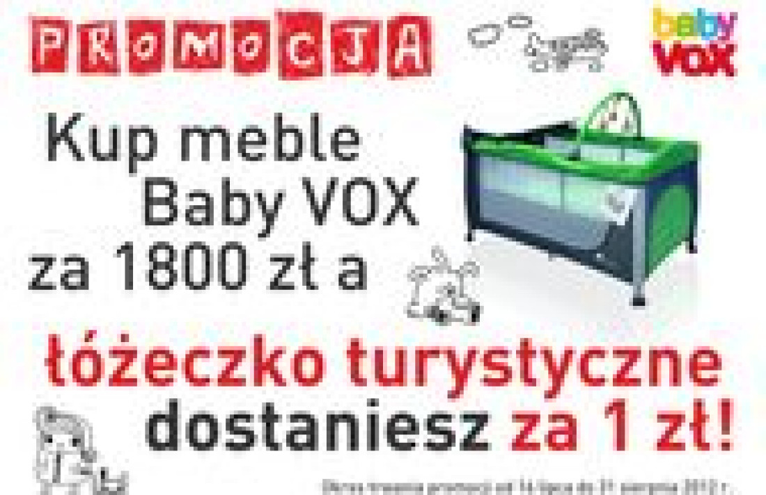 "Łóżeczko turystyczne za 1zł" Promocja Meble VOX