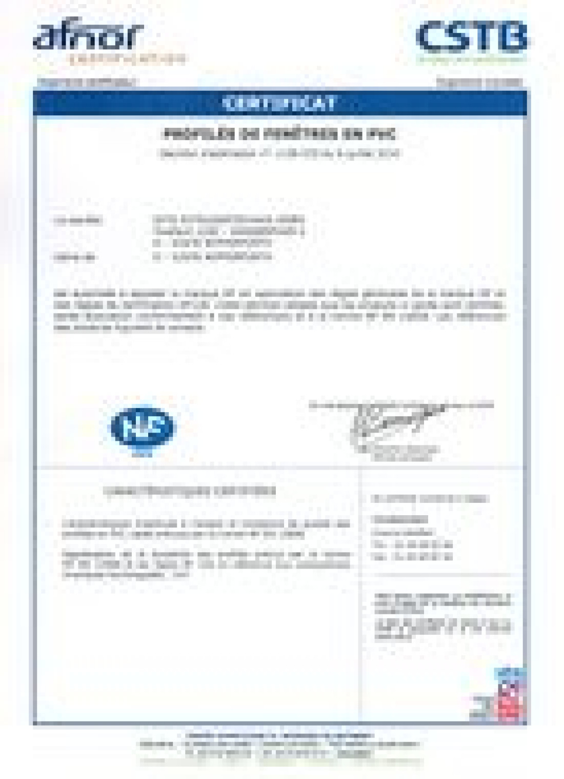 Znak NF dla profili PVC EXTE