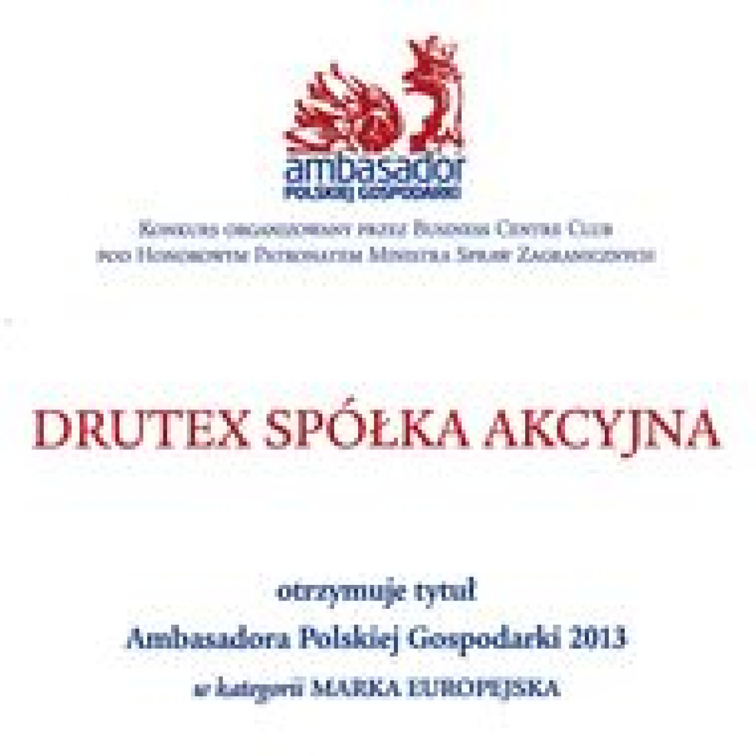 DRUTEX po raz trzeci z rzędu ambasadorem polskiej gospodarki