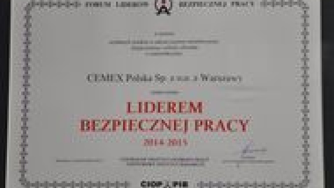 CEMEX Polska liderem bezpiecznej pracy