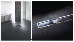 Szklane ruszty Visign dyskretnie wkomponują się w układ płytek podłogowych stanowiąc jednocześnie prawdziwą ozdobę łazienki