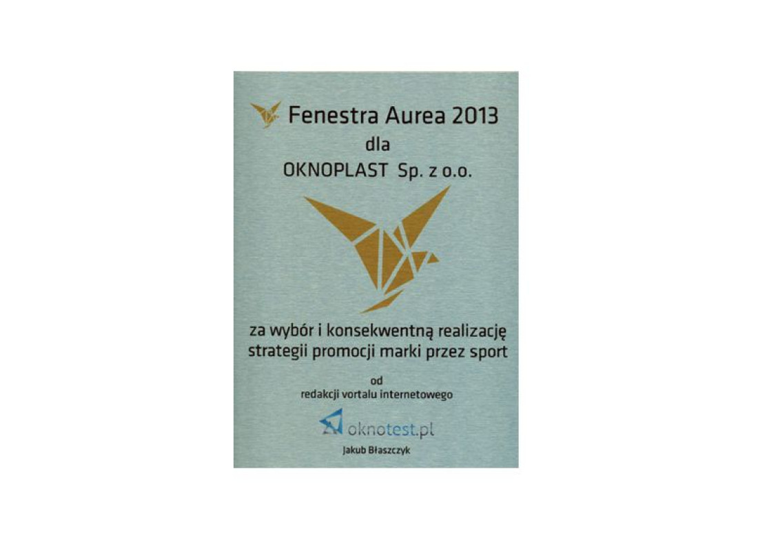 Fenestra Aurea dla OKNOPLAST