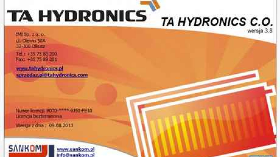 Najnowsza wersja programu TA Hydronics CO 3.8