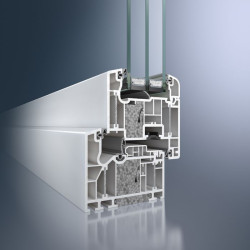 Przekrój przez profil Schüco Alu Inside, certyfikowany przez Instytut Domów Pasywnych w Darmstadt