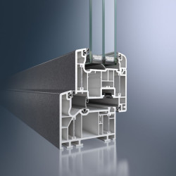 Przekrój przez profil Schüco Alu Inside w odcieniu DB 703 z palety AutomotiveFinish