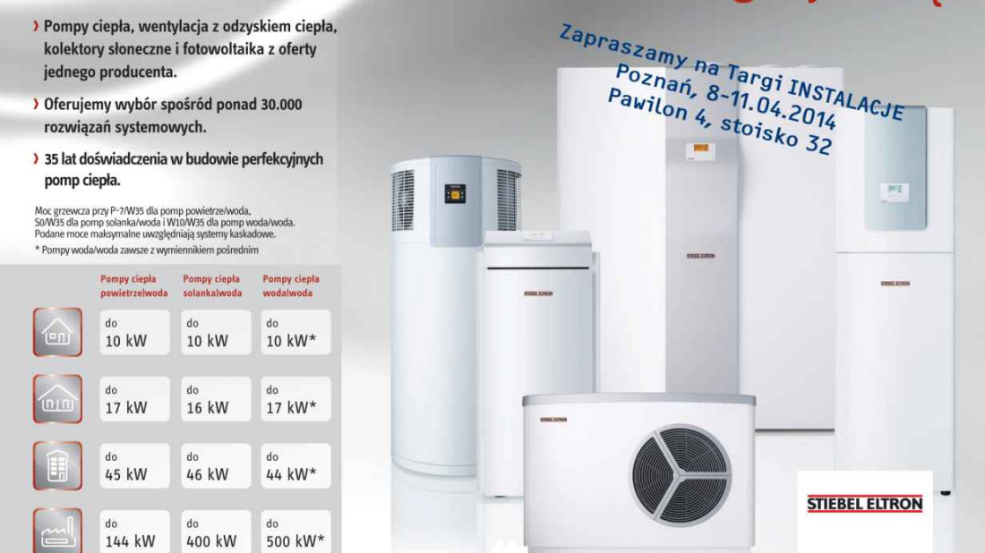 Stiebel Eltron zaprasza na Targi Instalacje do Poznania w dniach 8-11.04.2014