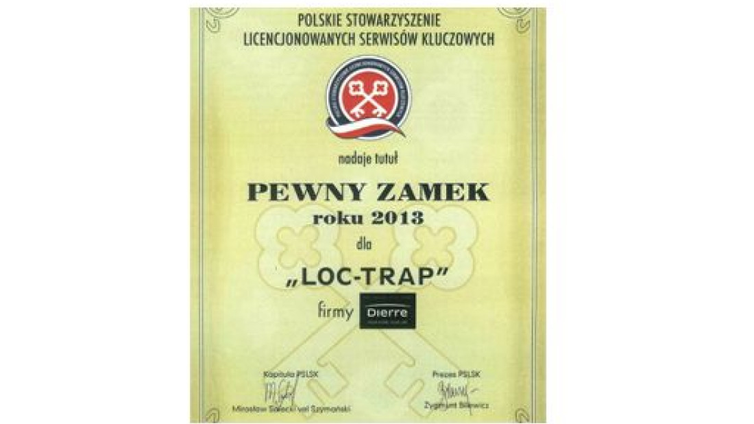 Lock Trap System otrzymuje certyfikat od PSLSK