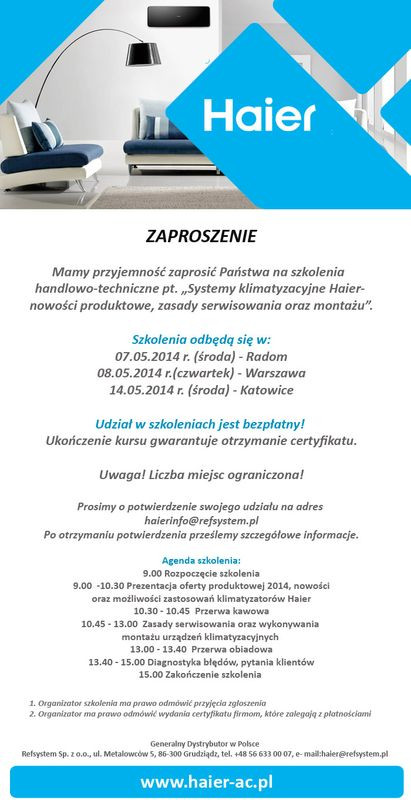Zaproszenie Haier