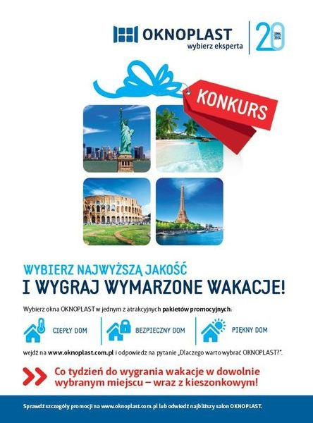 Specjalna oferta na 20. urodziny OKNOPLAST - Okna z widokiem na wymarzone wakacje