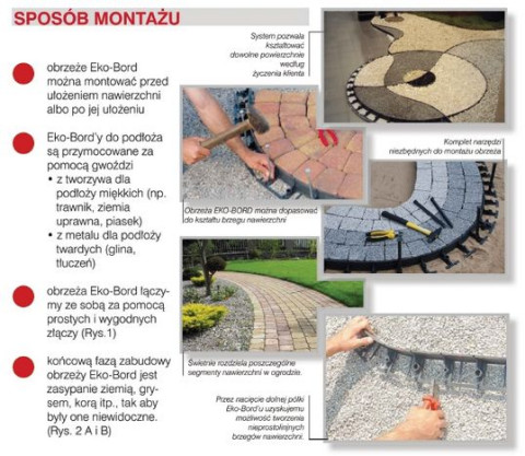 Sposób montażu - Elastyczne i trwałe obrzeża EKO-BORD SYSTEM