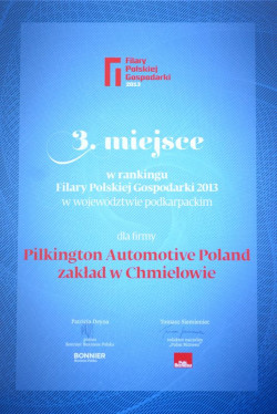 Pilkington Automotive Poland - z tytułem Filar Polskiej Gospodarki 2013