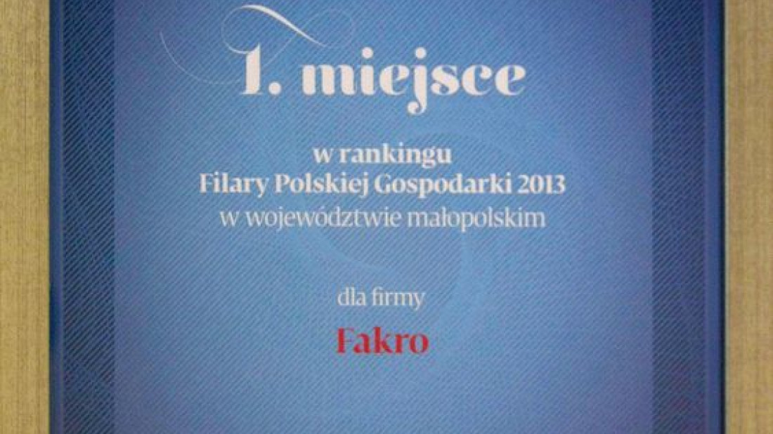 FAKRO laureatem rankingu "Filary Polskiej Gospodarki 2014"