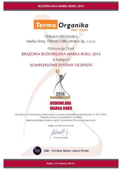 Budowlana Marka Roku 2014 - Kompleksowy sytem ociepleń Termo Organika