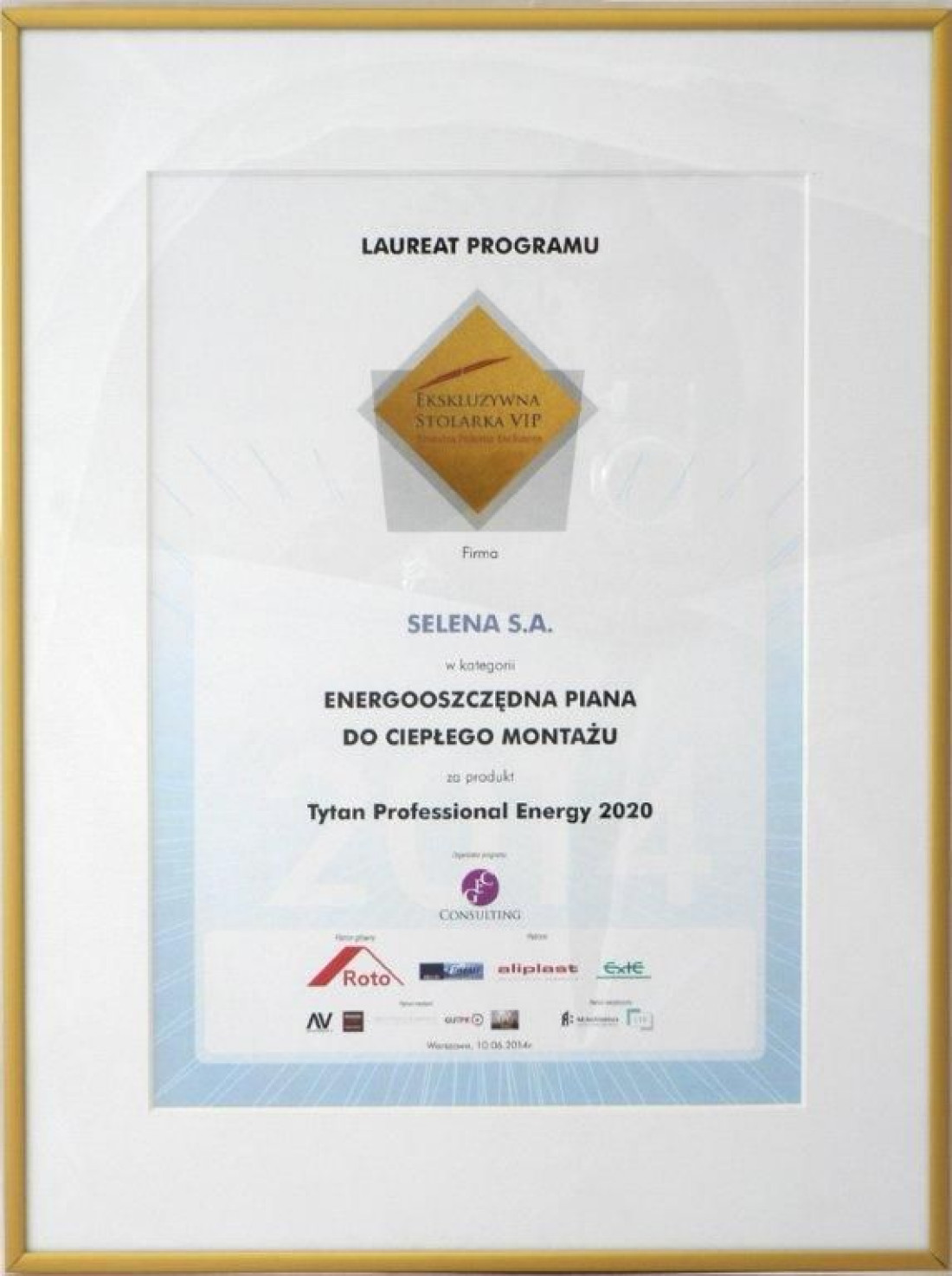 Piana Tytan Professional Energy 2020 nagrodzona w plebiscycie Ekskluzywna Stolarka VIP