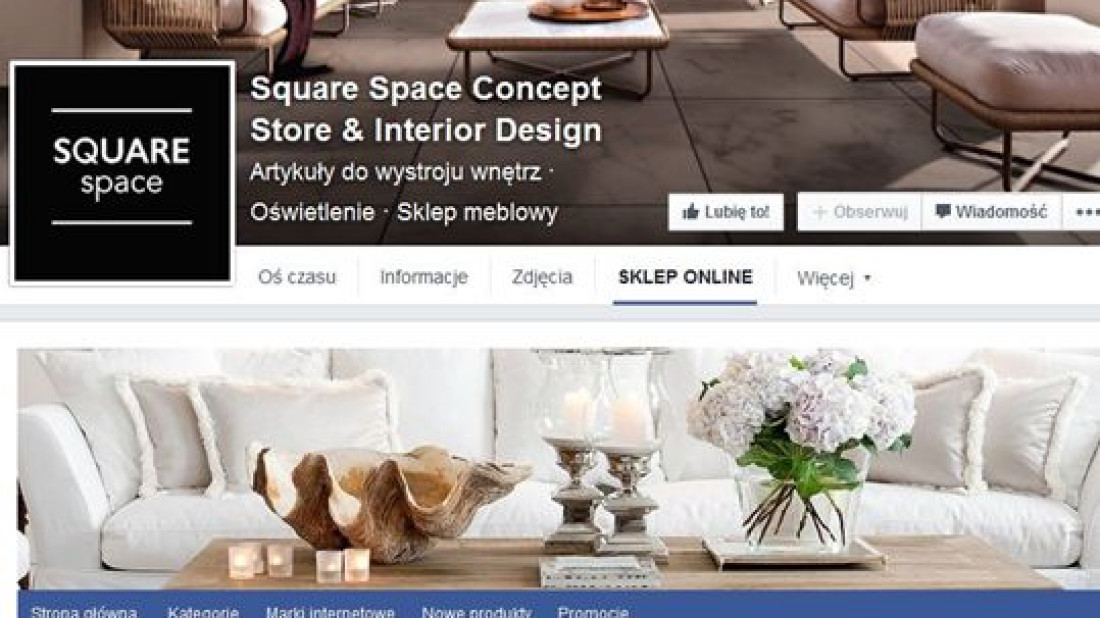 Produkty SQUARE SPACE do kupienia również na facebooku!