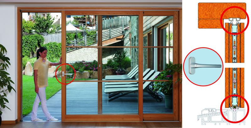 Okna i drzwi tarasowe z odstawno-przesuwnymi okuciami Roto Patio PS.