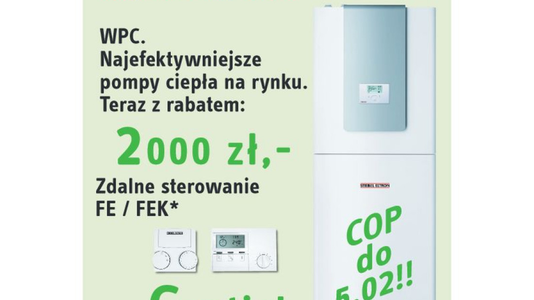 Pompa ciepła WPC z rabatem 2000 zł i zdalnym sterowaniem gratis