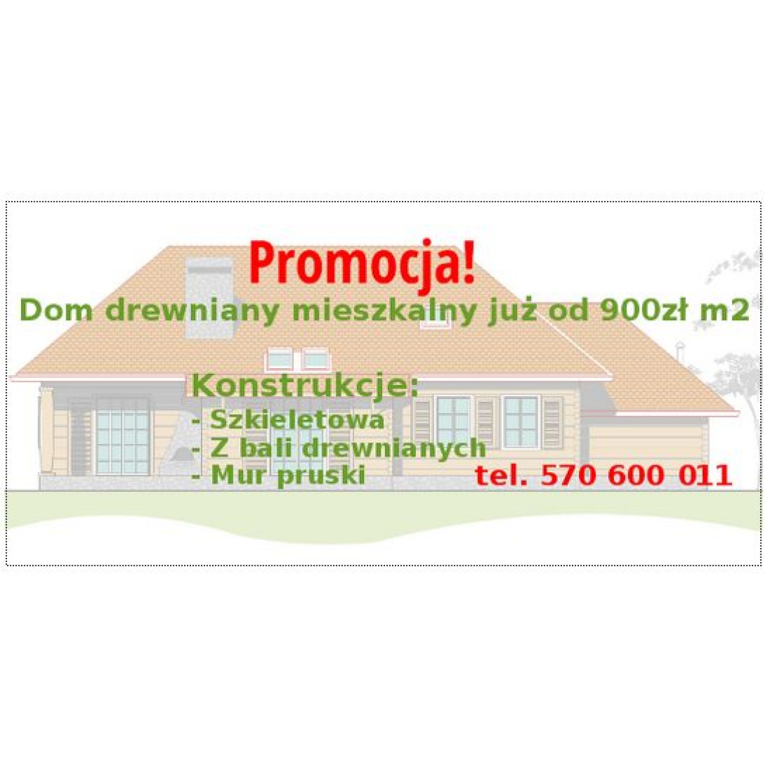 Promocja - dom drewniany mieszkalny już od 900 zł/m2