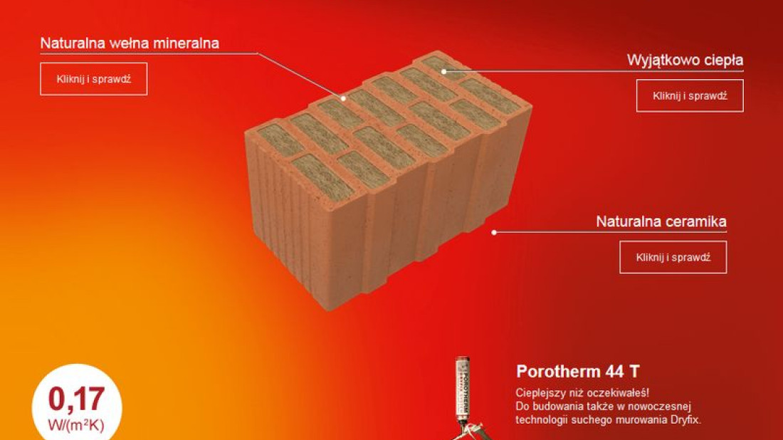 Porotherm T - innowacyjne cegły szlifowane wypełnione wełną mineralną