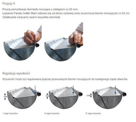 Instalacja panelu ochronnego przed liśćmi z blachy perforowanej Gutter Stark®