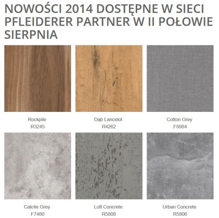 Nowości 2014 dostępne w sieci Pfleiderer Partner w II połowie sierpnia 2014 r.