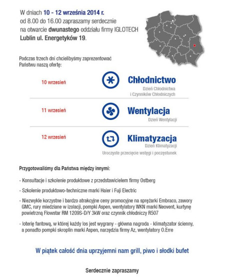 ZAPROSZENIE! Nowy oddział IGLOTECH  w Lublinie - wielkie otwarcie!