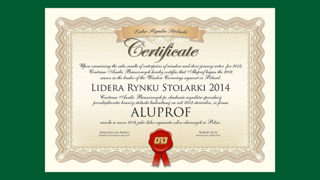 Aluprof podwójnym liderem rynku stolarki 2014