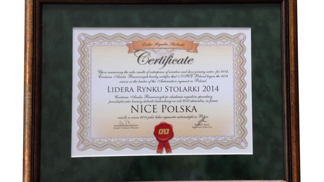 Nice Polska Liderem Rynku Stolarki 2014!