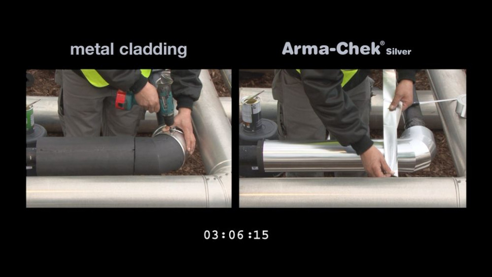 Od lewej: Izolowanie rur za pomocą tradycyjnych metod oraz Arma-Chek Silver
