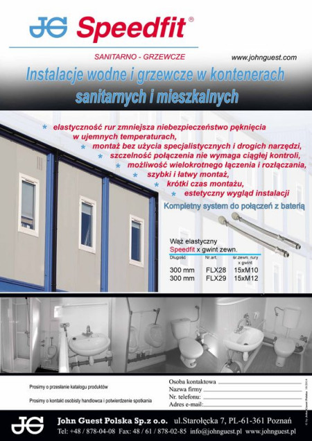 Instalacje wodne i grzewcze w kontenerach sanitarnych i mieszkalnych firmy John Guest