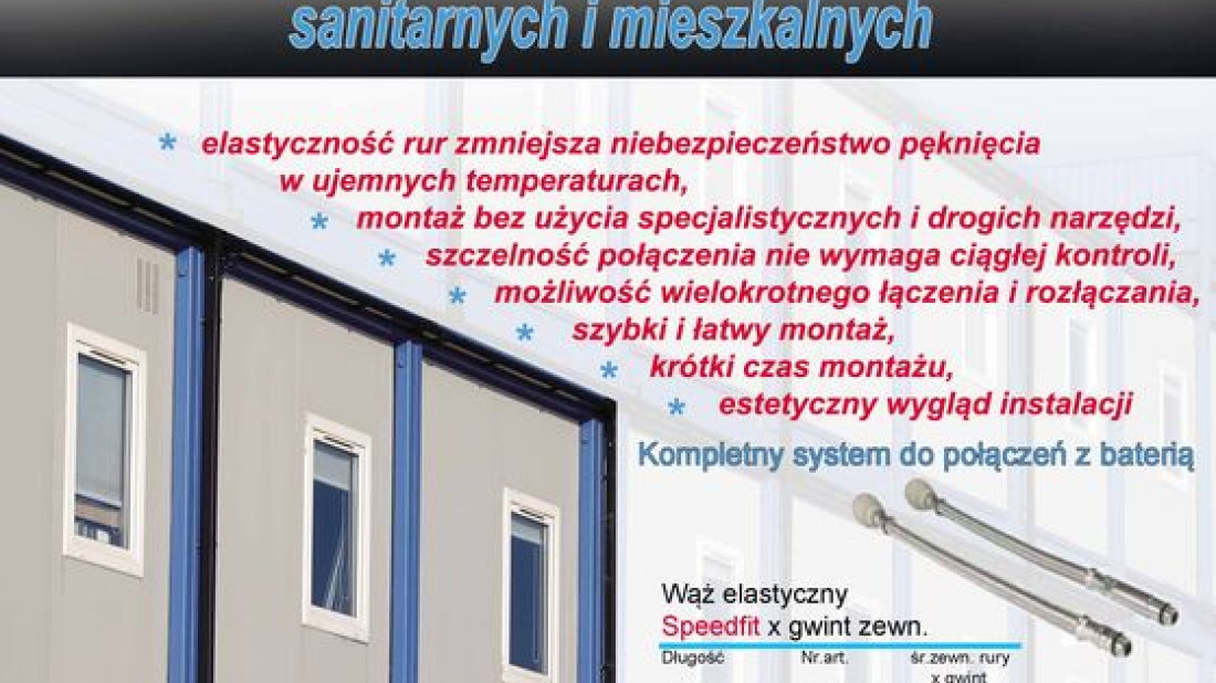 Instalacje wodne i grzewcze w kontenerach sanitarnych i mieszkalnych firmy John Guest